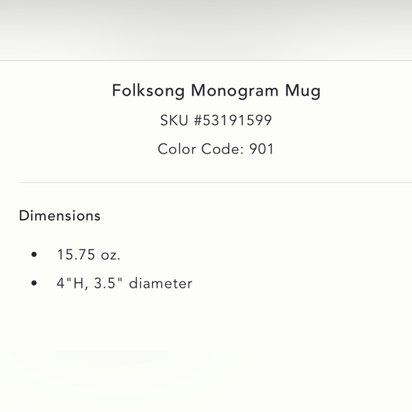 Anthro Folksong Monogram mugs - Picture 9 of 9